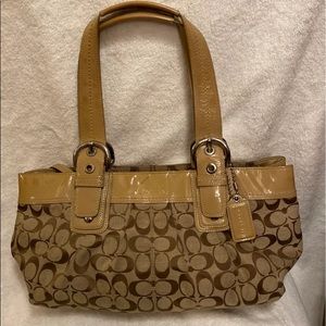 Coach Purse ta and brown signature handbag